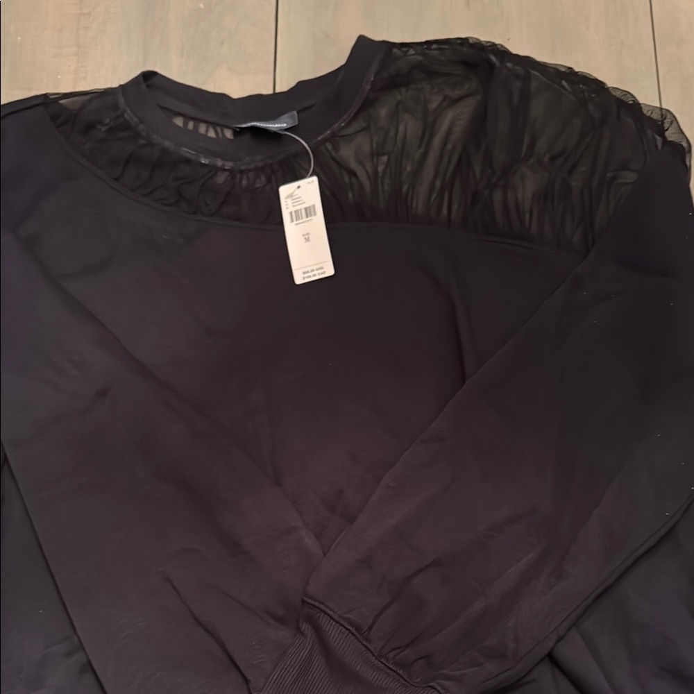 Maeve by Anthropologie Black Boxy Long Sleeve Sweatshirt - Picture 2 of 5
